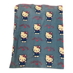 Y2K Sanrio Hello Kitty Blue Fleece Throw Blanket 2002